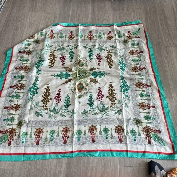 Johnny Was Tassel Scarf Color Green White - Picture 2 of 4